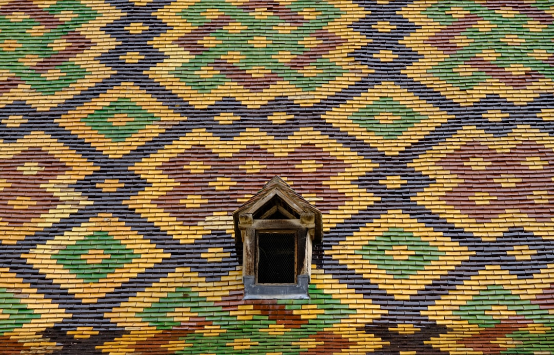 a close up of a building with a window