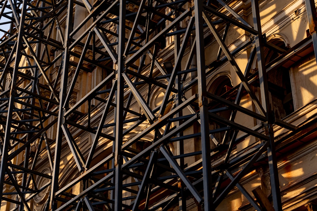 Scaffolding surrounds a historic building undergoing renovation.
